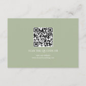 書モダン跡セージ緑のQR結婚の エンクロージャーカード (裏面)