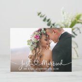 書モダン跡ハートたった今結婚しました写真 案内状 (スタンド正面)