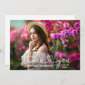 書モダン跡ハート写真卒業 サンキューカード (正面/裏面)