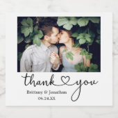 書モダン跡ハート写真結婚の スパークリングワインラベル (シングルラベル)