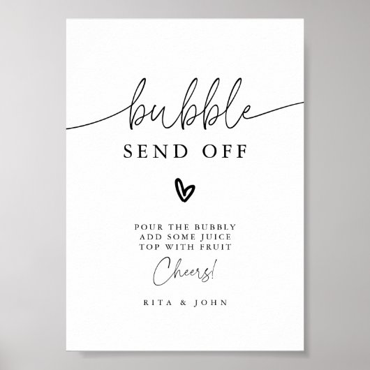 書モダン跡バブリーバー結婚のサイン ポスター (正面)