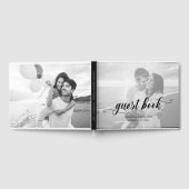 書モダン跡ブラック&ホワイト2写真結婚s ゲストブック (全面)