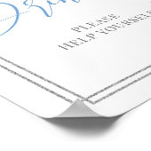 書モダン跡ブルーフローラシルバードリンクサイン ポスター (角)