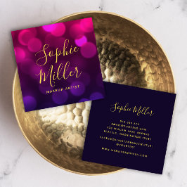 書モダン跡マゼンタブルー《写真》ぼけ味ライト スクエア名刺