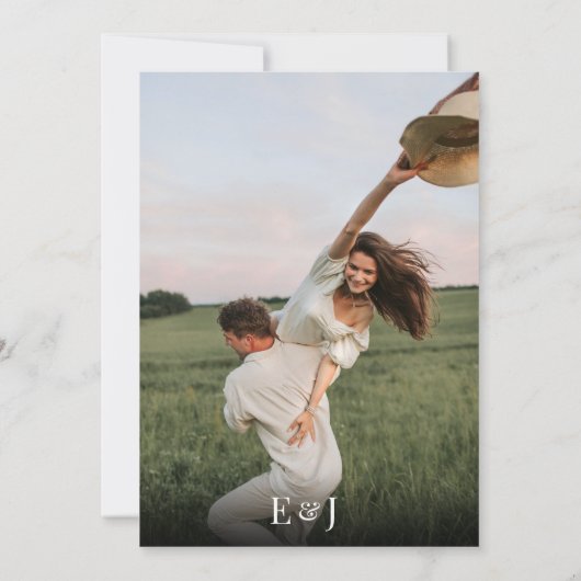 書モダン跡モノグラム写結婚真 招待状 (裏面)