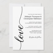 書モダン跡結婚の白黒 招待状 (正面)