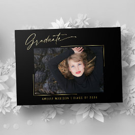 書モダン跡金ゴールドインクスクリプトフォトグラードカード 箔招待状