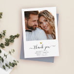 書モダン跡金ゴールドハート結婚の写真 サンキューカード<br><div class="desc">このシックモダンな金ゴールドハートありがとうノートあなたの写真の下のセリフのタイポグラフィにあなたの名前と一緒にハンドレエレガントットの台本の書お気に入りの字を備え結婚ている。これは埃っぽい青と白のバージョンだ。</div>