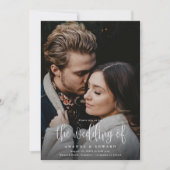 書モダン跡2枚の写真QRコード結婚 招待状 (正面)