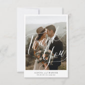 書モダン跡2枚の写結婚真 サンキューカード (正面)