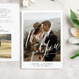 書モダン跡2枚の写結婚真 サンキューカード