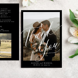 書モダン跡2枚の写結婚真 サンキューカード