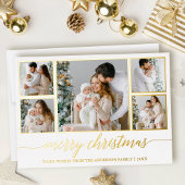 書モダン跡5フォトフレームクリスマス金ゴールド 箔シーズンカード