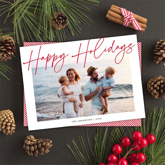 書モダン跡Happy Holiday Photo Card シーズンカード
