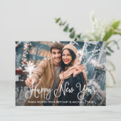 書モダン跡Happy New Year写真 シーズンカード (スタンド正面)