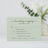 書モダン跡Sage Green Photo結婚's 出欠カード (スタンド正面)