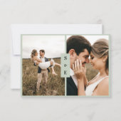 書モダン跡Sage Green Photo結婚's 出欠カード (裏面)