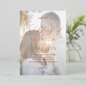 書モダン跡V2写真結婚の 箔招待状 (立ち正面)