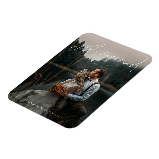 書モダン道たった今結婚しました写真の取り出し マグネット (左側)