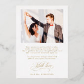 書モダン道のタイムレスな金ゴールド結婚の感謝の言葉 箔招待状 (裏面)