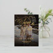 書モダン道のタイムレス金ゴールド保存日付 箔シーズンポストカード (立ち正面)