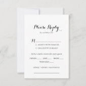 書モダン道のメ結婚ニュー選択RSVP 出欠カード (正面)