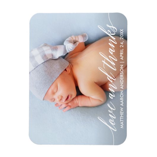 書モダン道の愛と感謝していベビー写真 マグネット (縦)