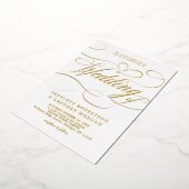 書モダン道の時代を経ない金ゴールド写真結婚写真 箔招待状 (回転した状態)