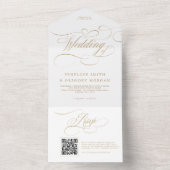 書モダン道の時代を超えた金ゴールドと白結婚色 オールインワン招待状 (内側)