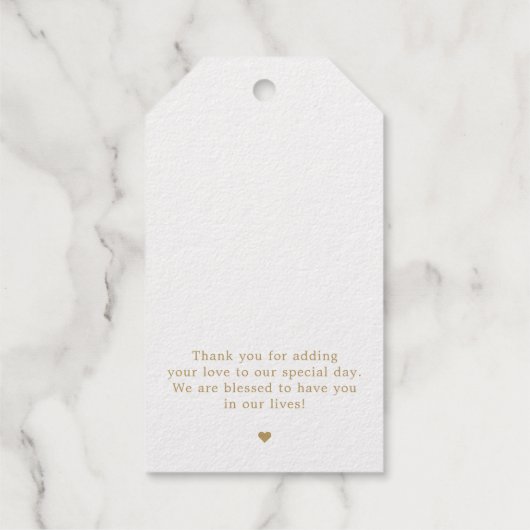 書モダン道の時代を超えた金ゴールドと白結婚色 ギフトタグ (裏面)