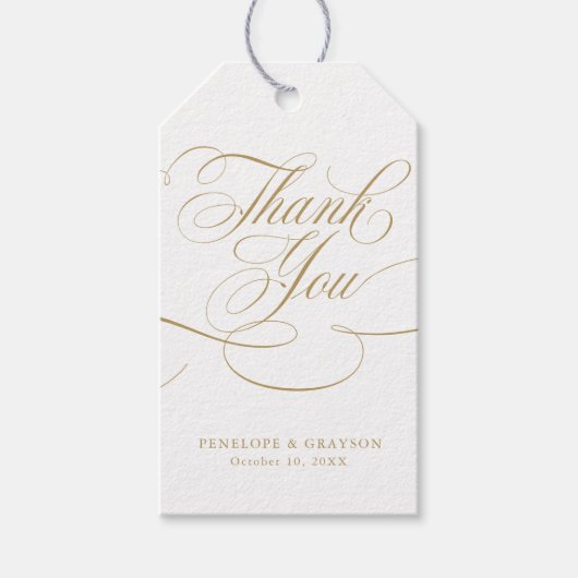 書モダン道の時代を超えた金ゴールドと白結婚色 ギフトタグ (正面)