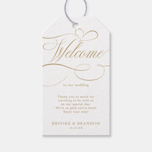 書モダン道の時代を超えた金ゴールドと白結婚色 ギフトタグ (正面)