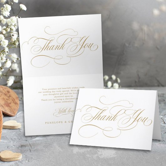 書モダン道の時代を超えた金ゴールドと白結婚色 サンキューカード