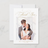 書モダン道の時代を超えた金ゴールドと白結婚色 サンキューカード (正面)