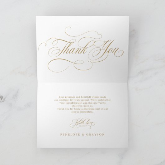 書モダン道の時代を超えた金ゴールドと白結婚色 サンキューカード (内部)