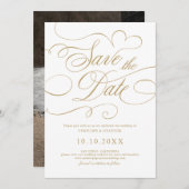 書モダン道の時代を超えた金ゴールドと白結婚色 セーブザデート (正面/裏面)