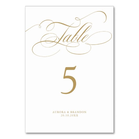 書モダン道の時代を超えた金ゴールドと白結婚色 テーブルナンバー (正面)