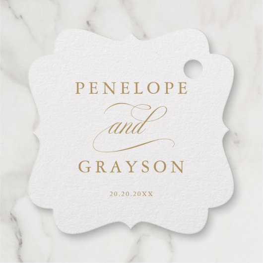 書モダン道の時代を超えた金ゴールドと白結婚色 フェイバータグ (裏面)