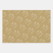 書モダン道の時代を超えた金ゴールドと白結婚色 ラッピングペーパーシート (正面3)