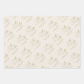 書モダン道の時代を超えた金ゴールドと白結婚色 ラッピングペーパーシート (正面2)