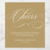 書モダン道の時代を超えた金ゴールドと白結婚色 ワインラベル (シングルラベル)