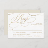 書モダン道の時代を超えた金ゴールドと白結婚色 出欠カード (正面/裏面)