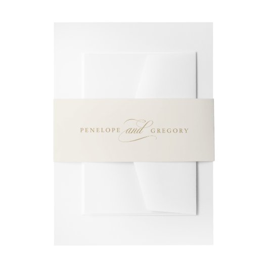 書モダン道の時代を超えた金ゴールドと白結婚色 招待状ベリーバンド (正面例)