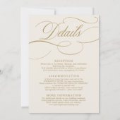 書モダン道の時代を超えた金ゴールドと白結婚色 招待状 (裏面)