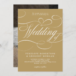 書モダン道の時代を超えた金ゴールドと白結婚色 招待状
