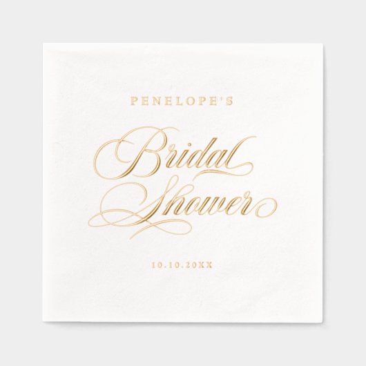 書モダン道の時代を超えた金ゴールドと白結婚色 箔ナプキン (正面)