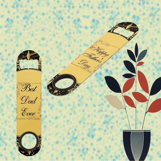 書モダン道の父の日の金ゴールドの葉の渦巻き スピード栓抜き