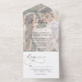 書モダン道の白い写真の結婚花飾 オールインワン招待状 (内側)