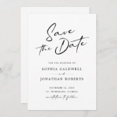 書モダン道の白黒シンプル結婚の セーブザデート (正面/裏面)