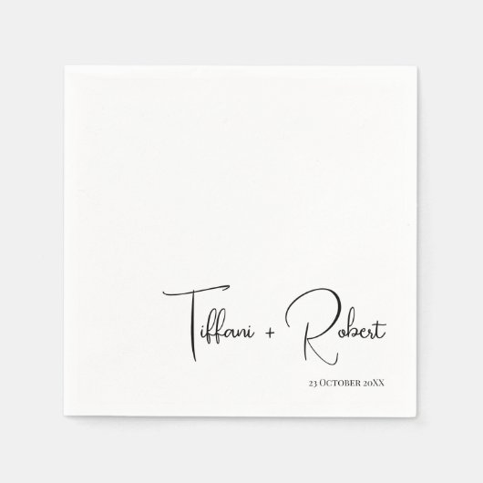 書モダン道の白黒結婚文字 スタンダードカクテルナプキン (正面)